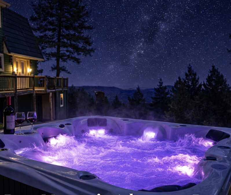 Bear Mountain Barn — hot tub under the night sky, Evergreen, Colorado